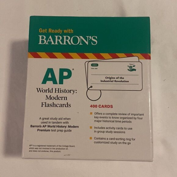 Barron’s AP World History 4th Edition Study Test Prep Flashcards EUC - Picture 3 of 4